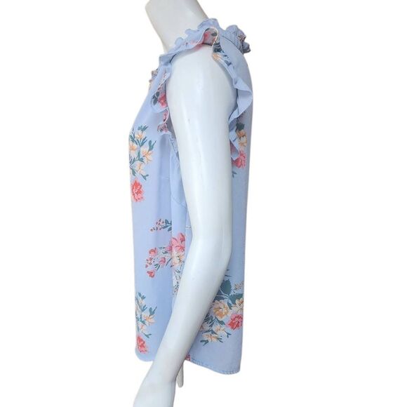41 Hawthorne Blue Floral Sleeveless Top (S) - Picture 3 of 6
